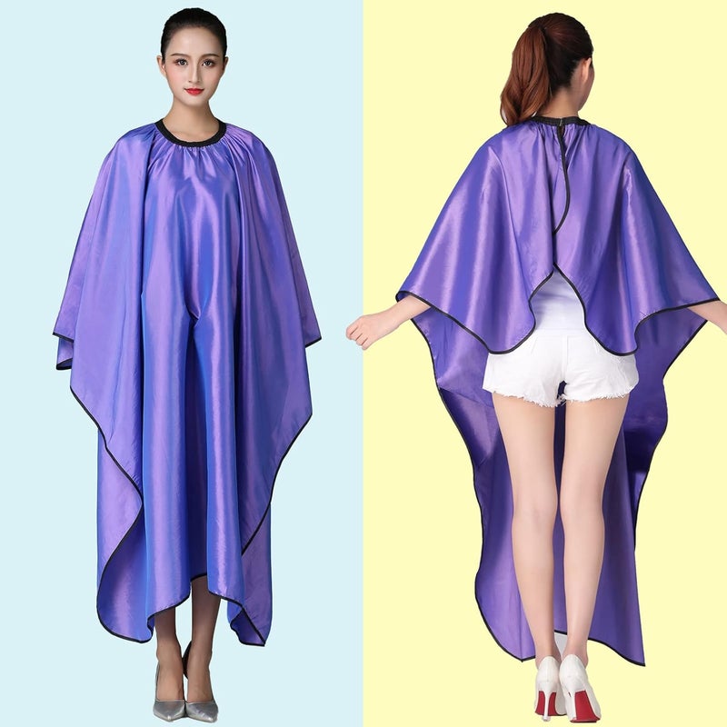 Iusmnur Barber Cape, Professional Hair Salon Cape with Adjustable Metal Clip, Shampoo Hair Cutting Cape for Barbers and Stylists - 55 x 63 inches (Purple) - Image 2
